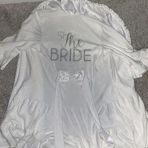 Betsey Johnson White Terry The Bride Robe Ruffle And Bow Size Small